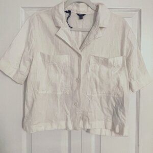 Buffalo Ladies' Linen Blend Button Front Shirt - WHITE